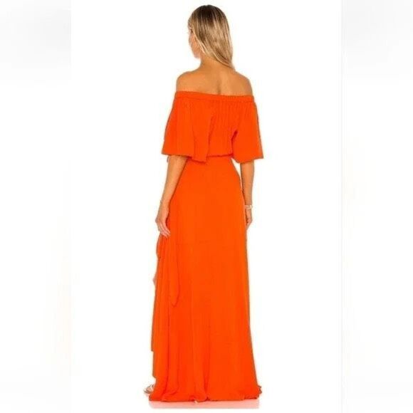 NWT L*Space Summer Nights Panama Wrap Maxi Orange Short Sleeve Dress Large - Picture 2 of 8
